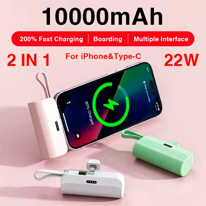 Glideo™ Powerbank: Type C, iPhone & Huawei