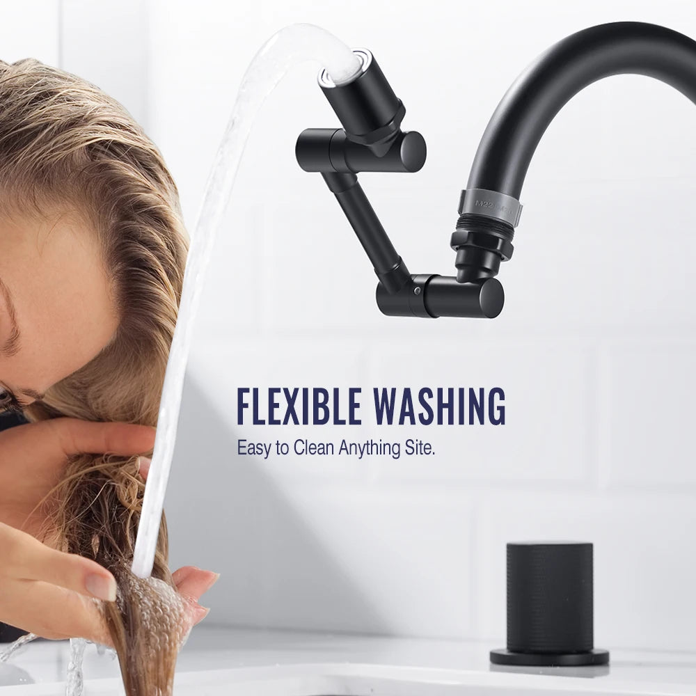 Splash-Free Kitchen: Black Faucet Nozzle with 2 Modes