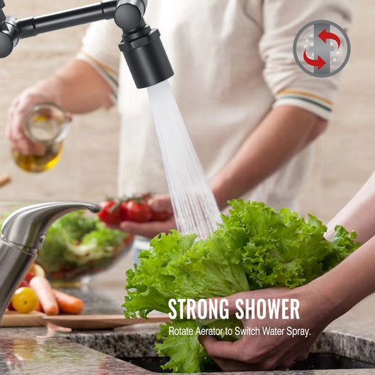 Splash-Free Kitchen: Black Faucet Nozzle with 2 Modes