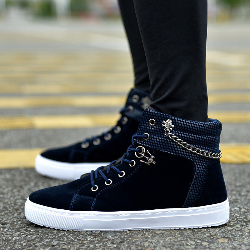 Stylish Men's Korean Fashion Chain High-top Men's Shoes