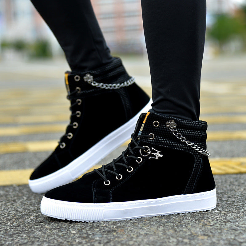 Stylish Men's Korean Fashion Chain High-top Men's Shoes