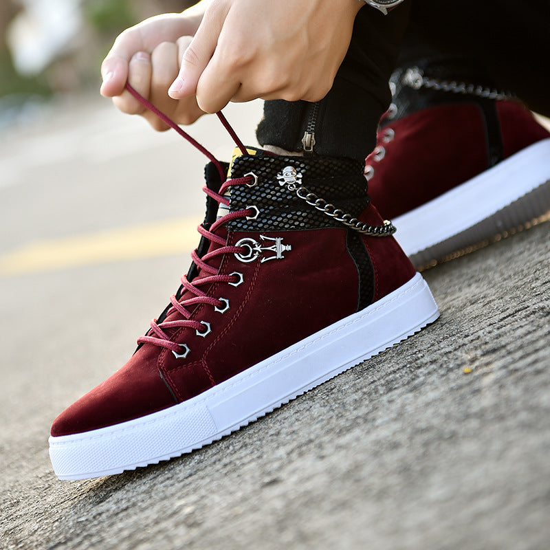 Stylish Men's Korean Fashion Chain High-top Men's Shoes